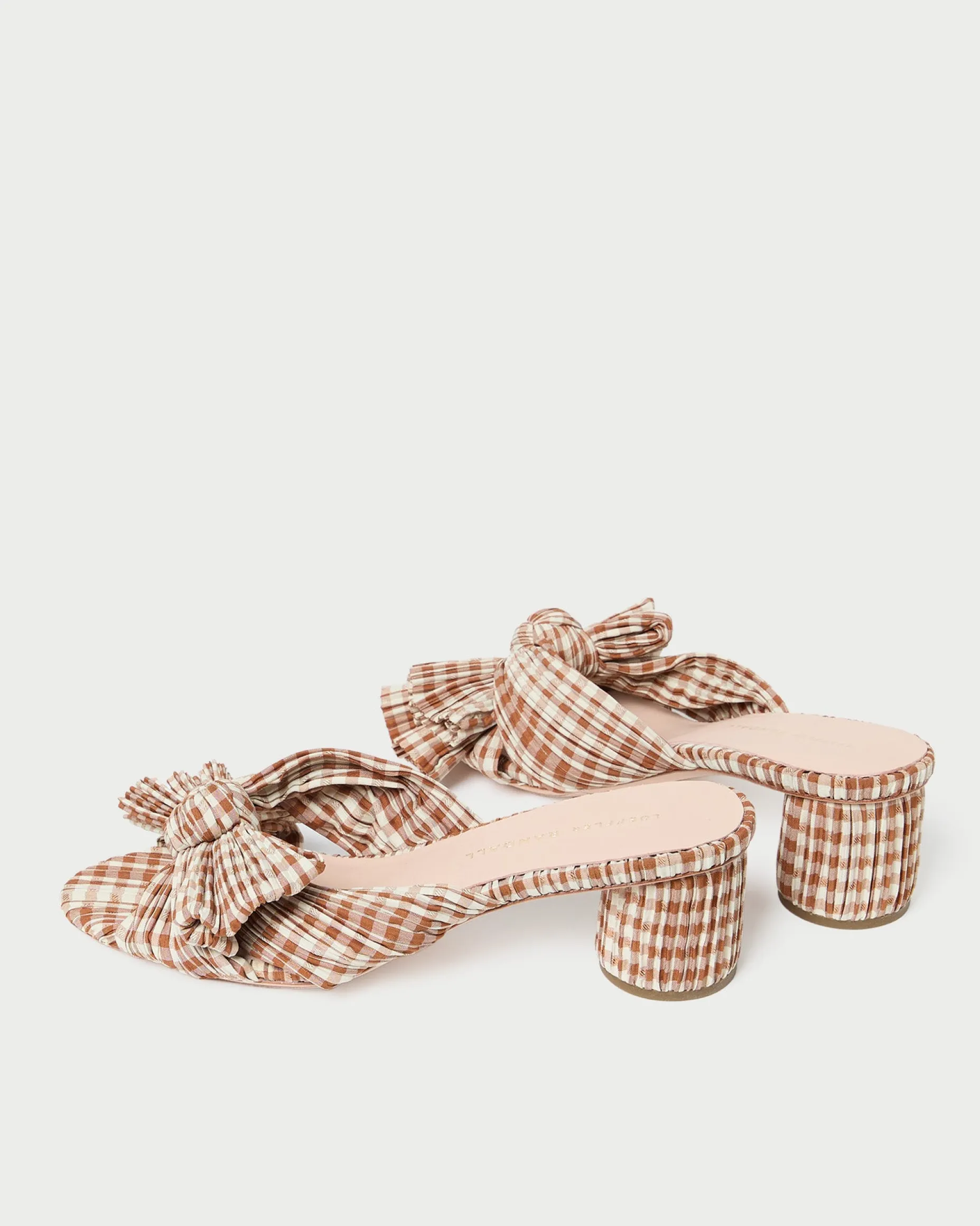 Emilia Brown Gingham Bow Heel