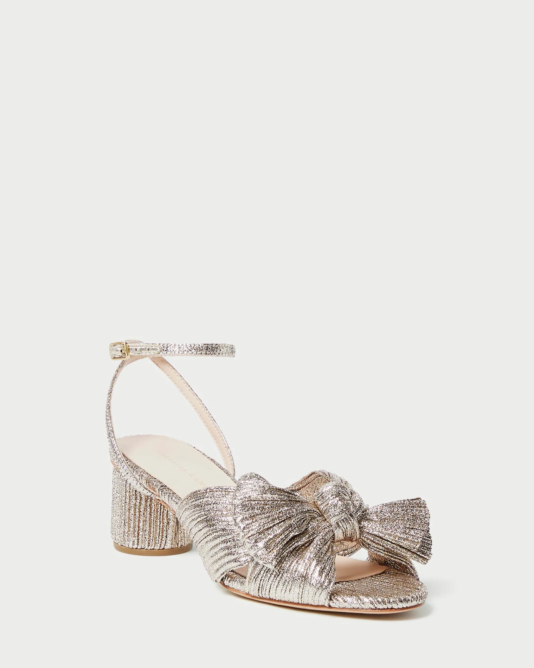 Dahlia Gold Pleated Bow Heel