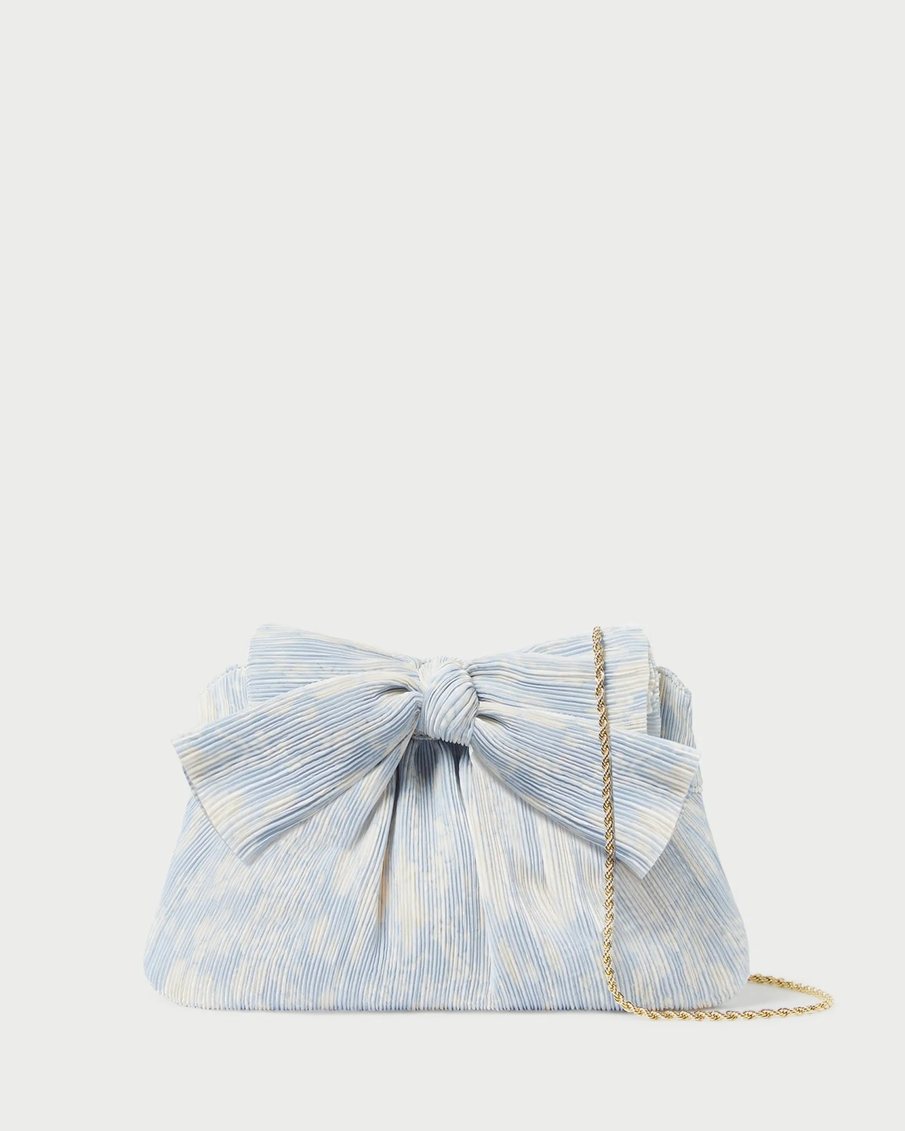 Rayne White Pleated Bow Clutch