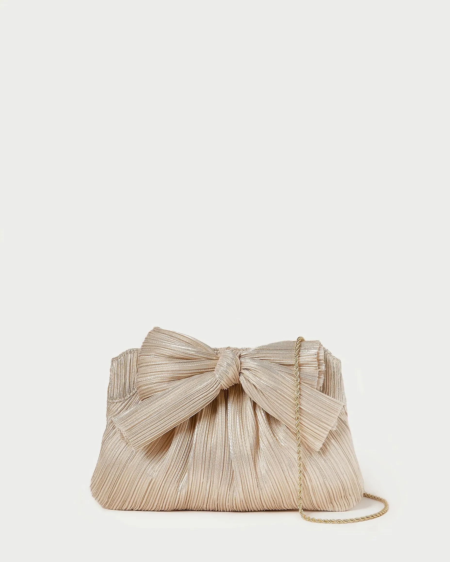 Rayne White Pleated Bow Clutch