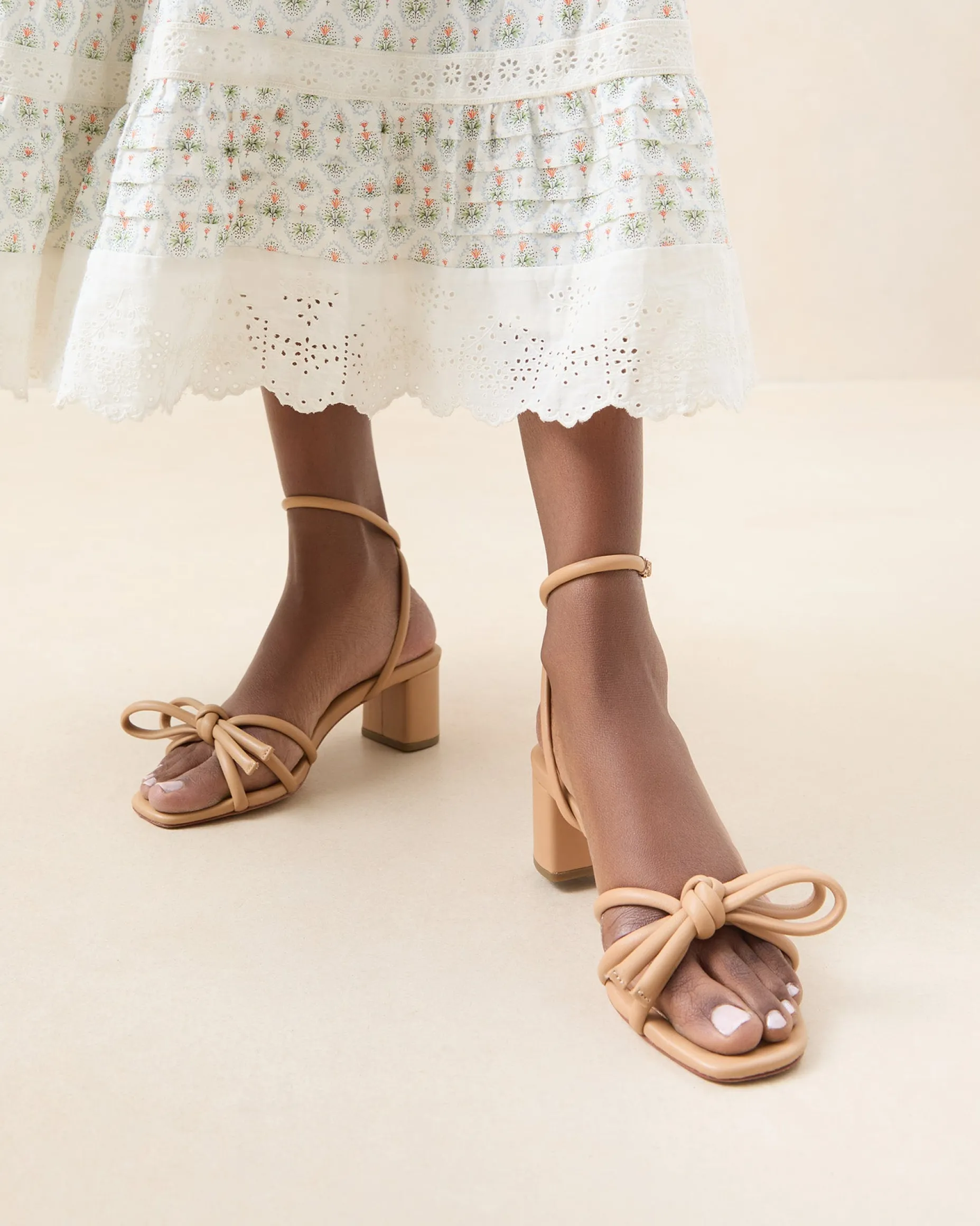Mikel Dune Bow Mid-Heel Sandal