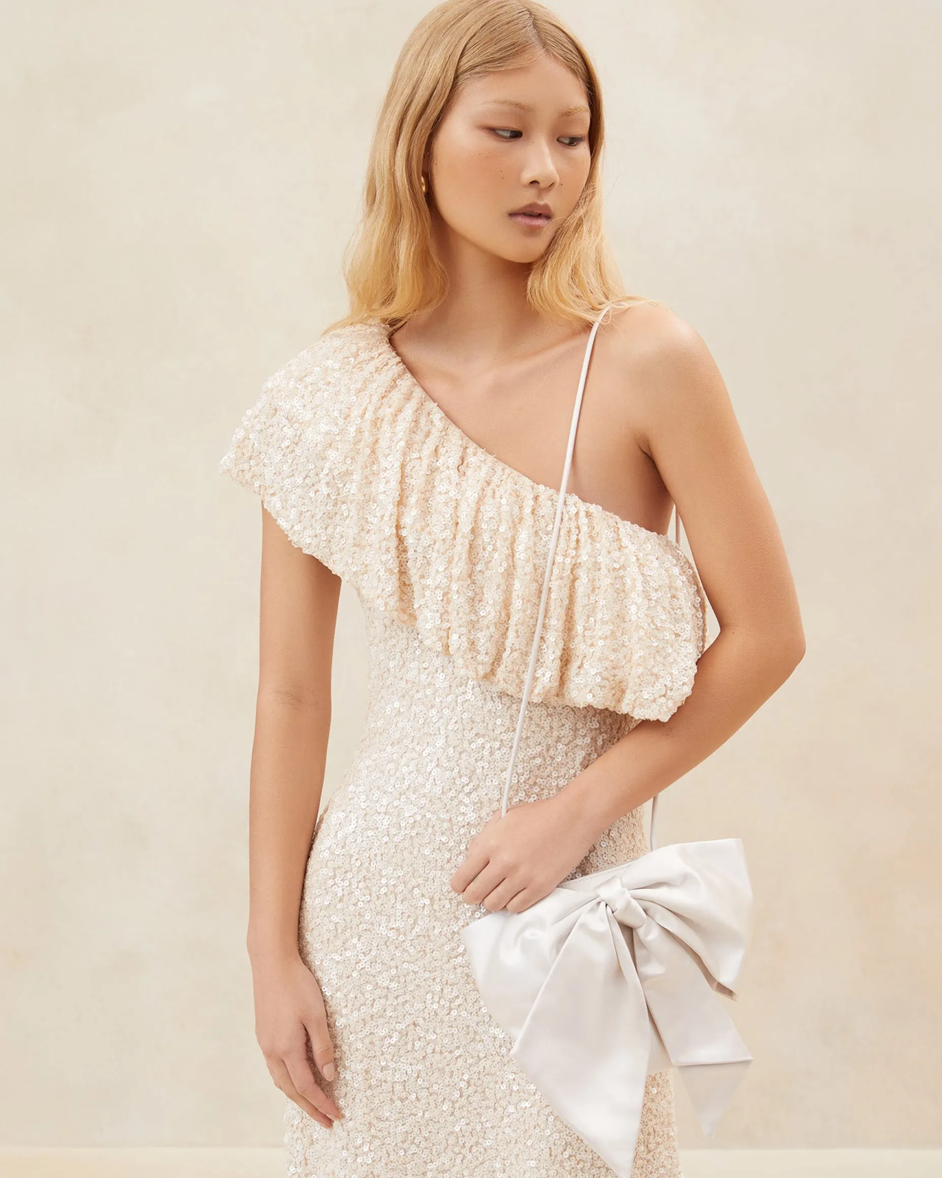 Violet Cream Woven Bow Crossbody