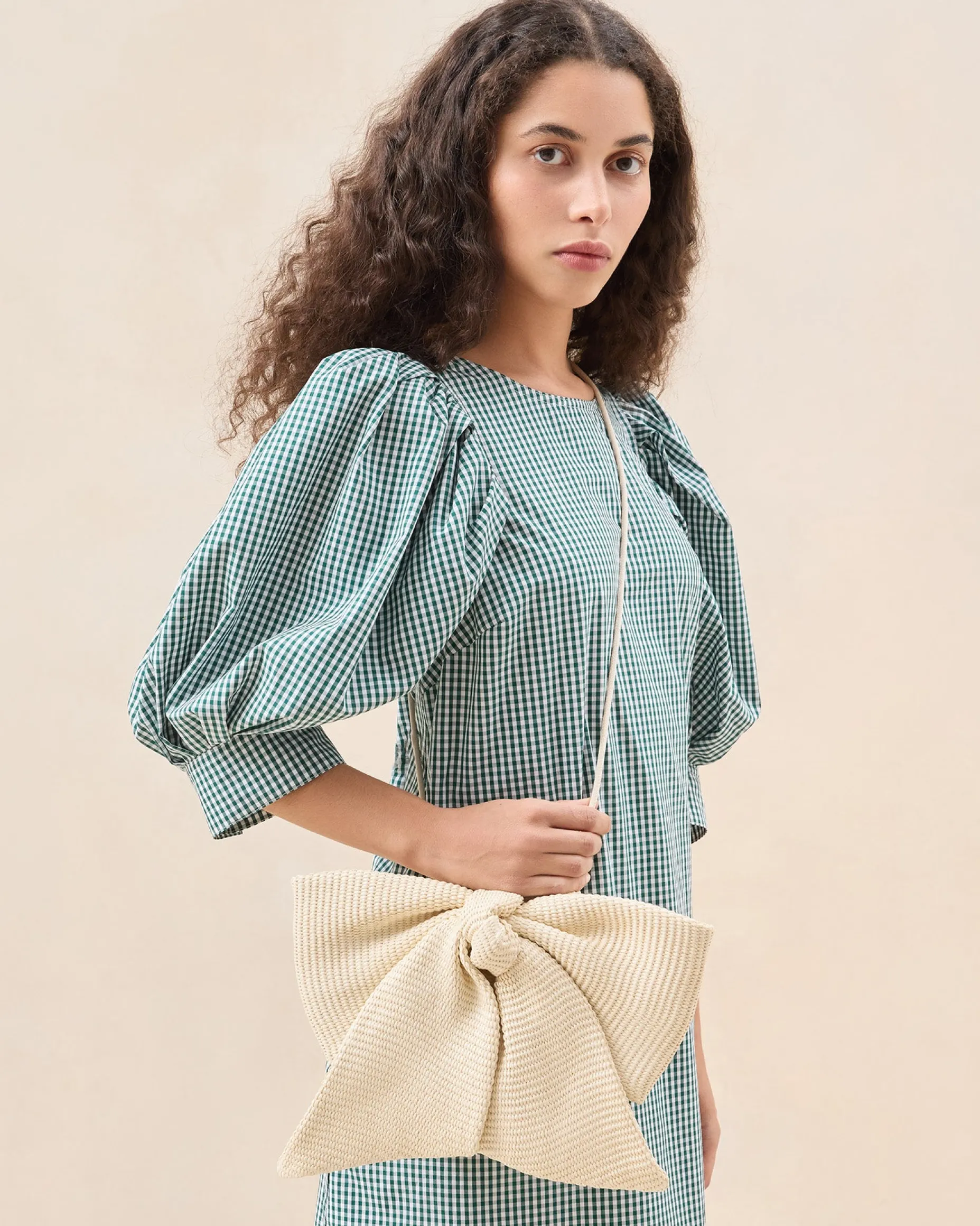 Violet Cream Woven Bow Crossbody