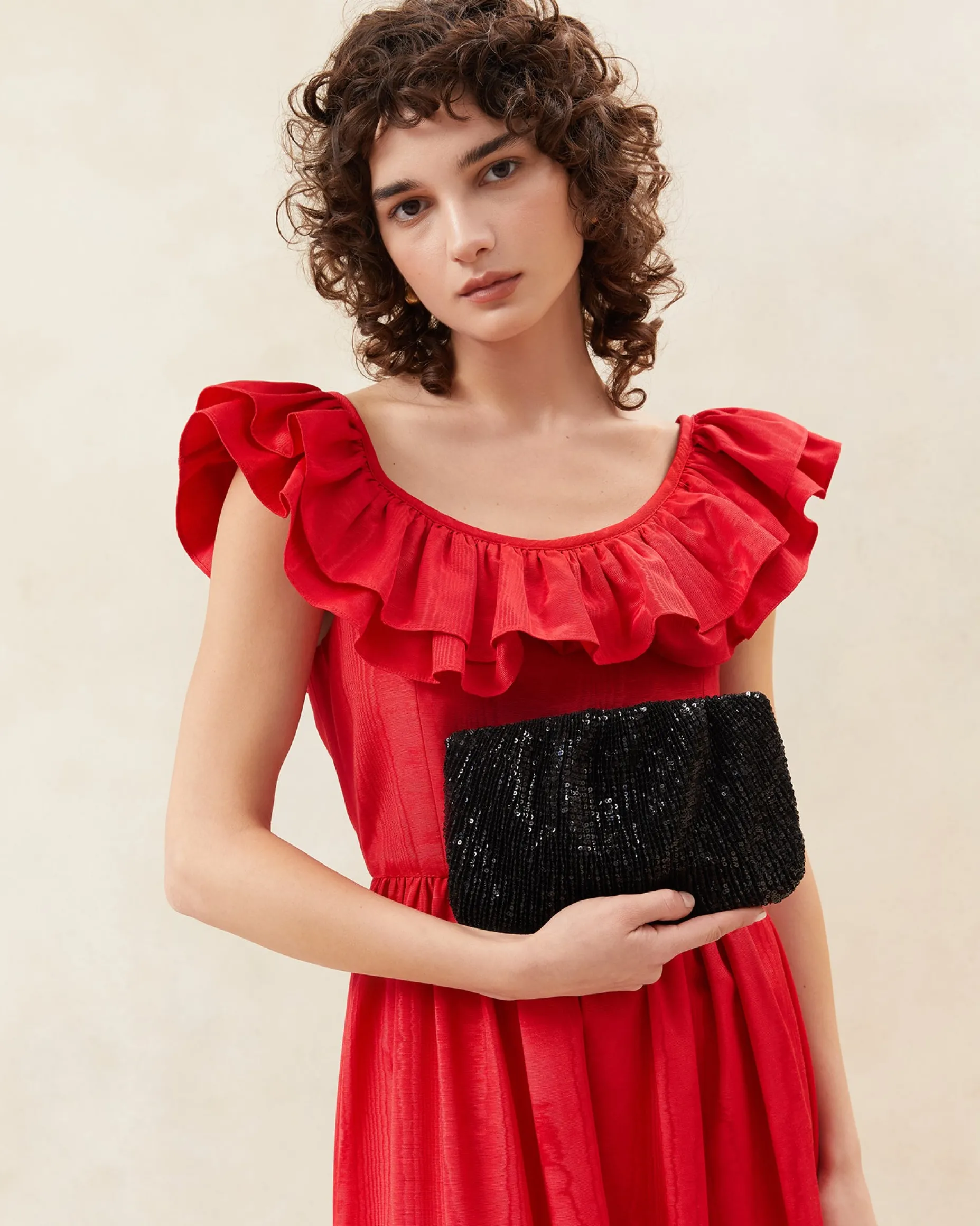 Brit Brown Gingham Pleated Clutch