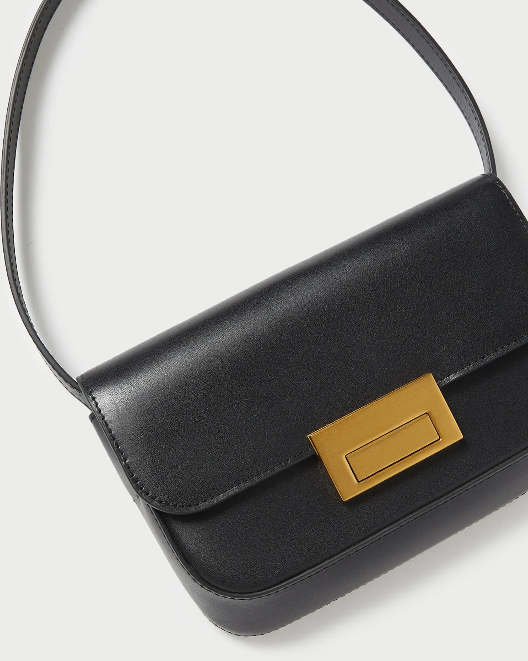 Stefania Black Leather Baguette Bag