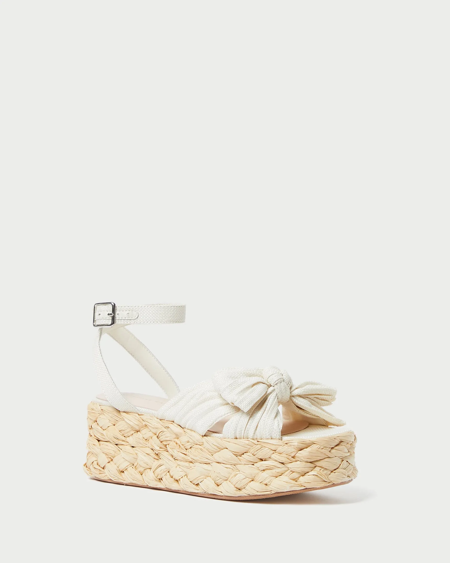Gaby White Pleated Bow Espadrille