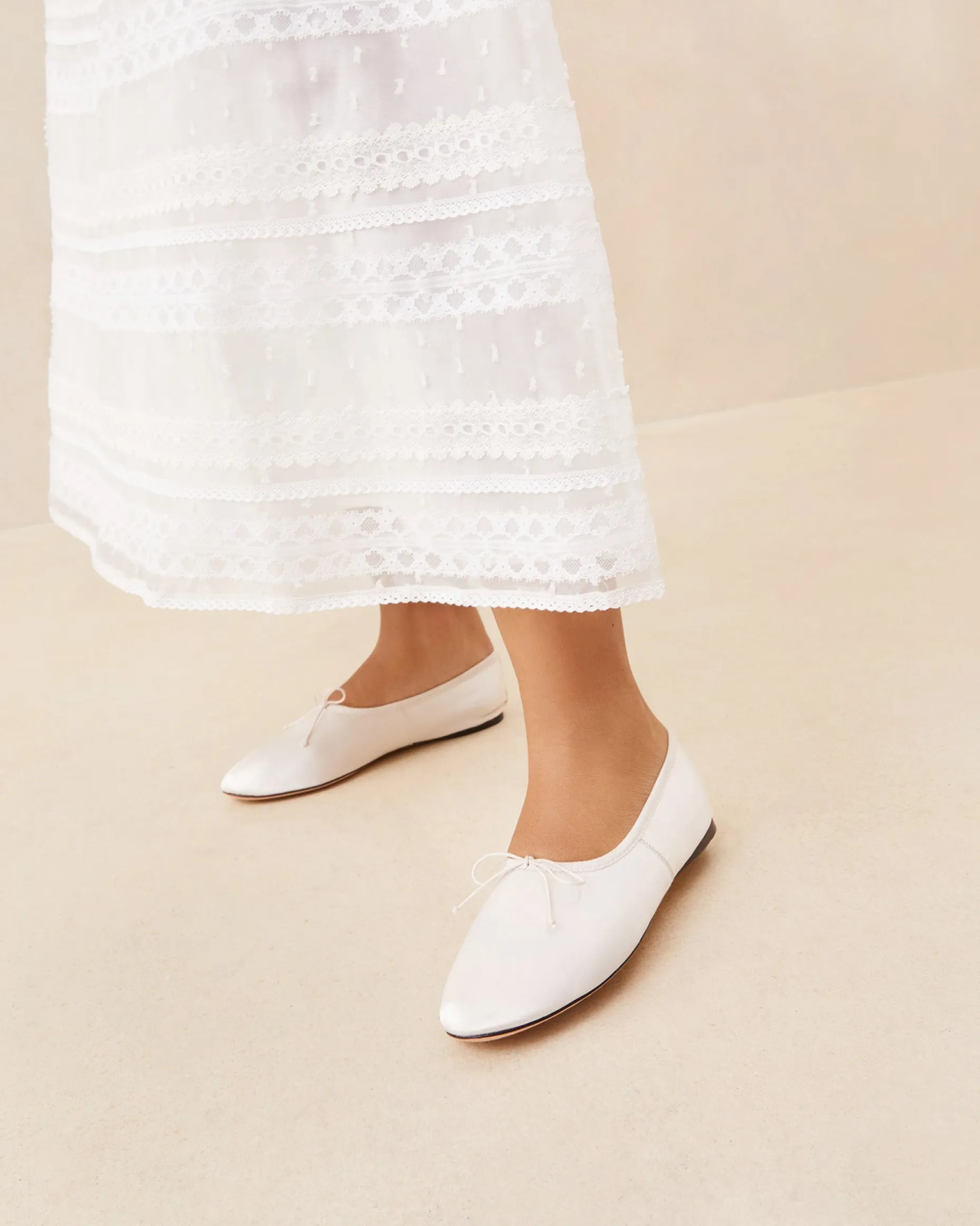 Landon Cream Satin Ballet Flat