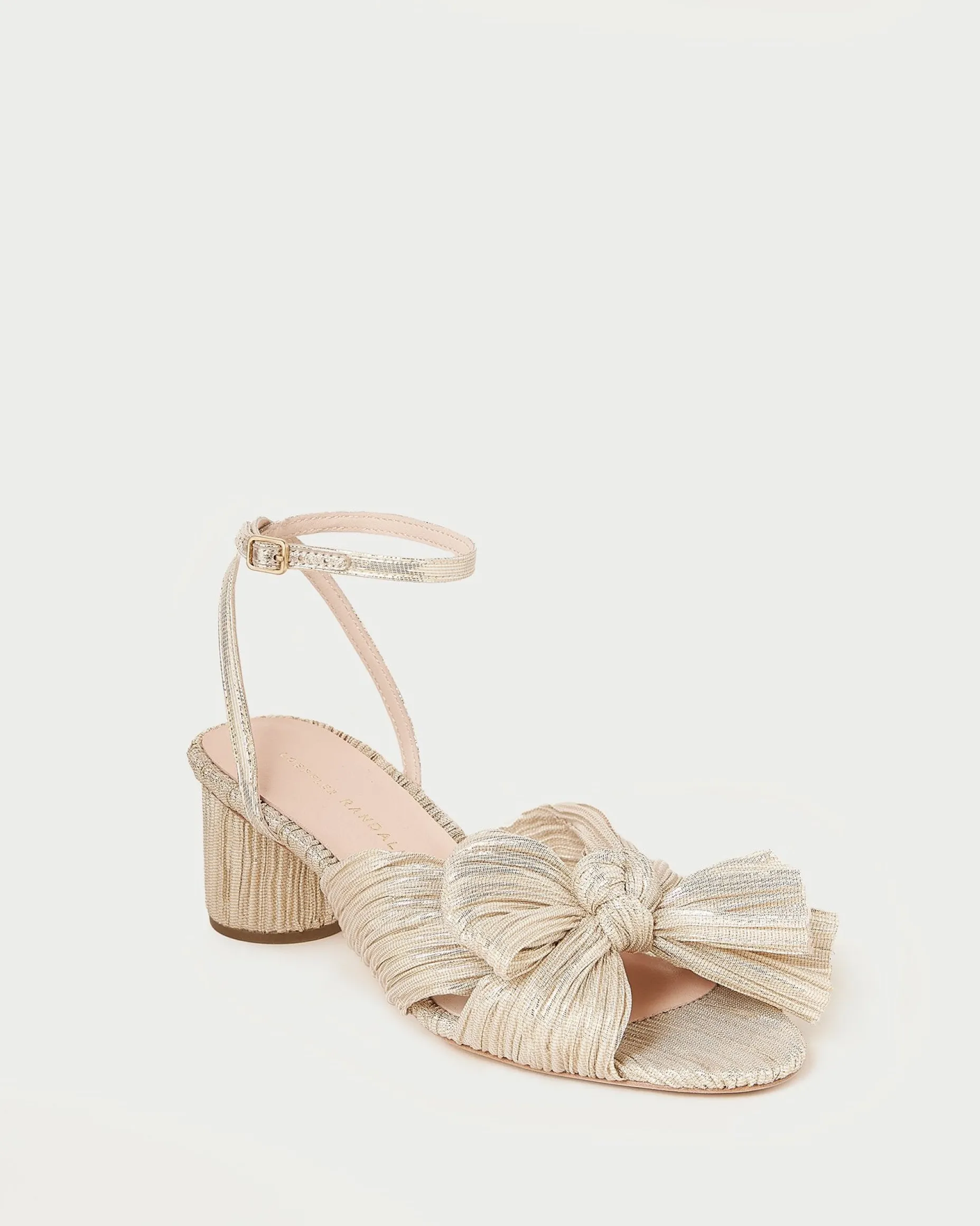Dahlia Platinum Pleated Bow Heel