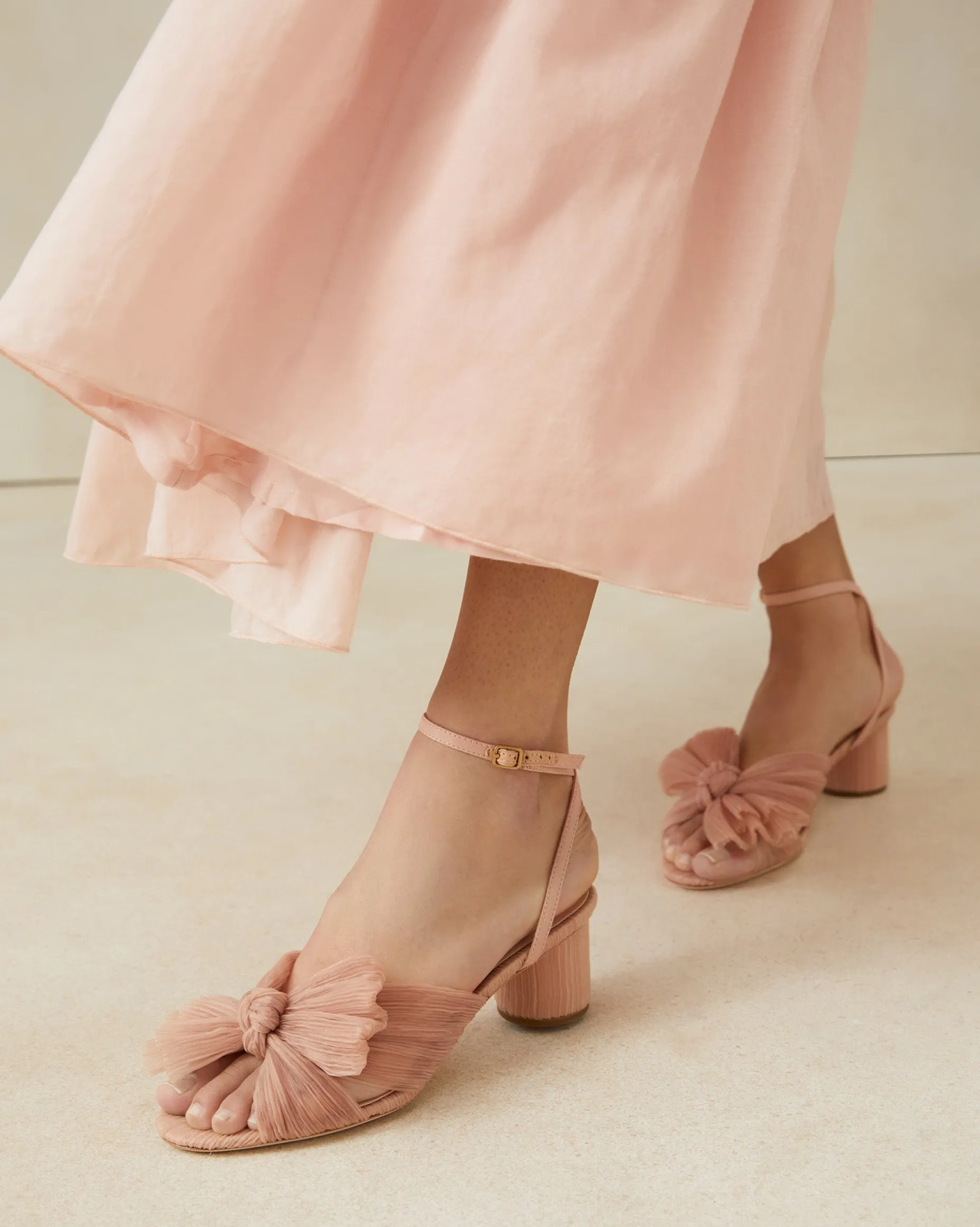 Dahlia Platinum Pleated Bow Heel