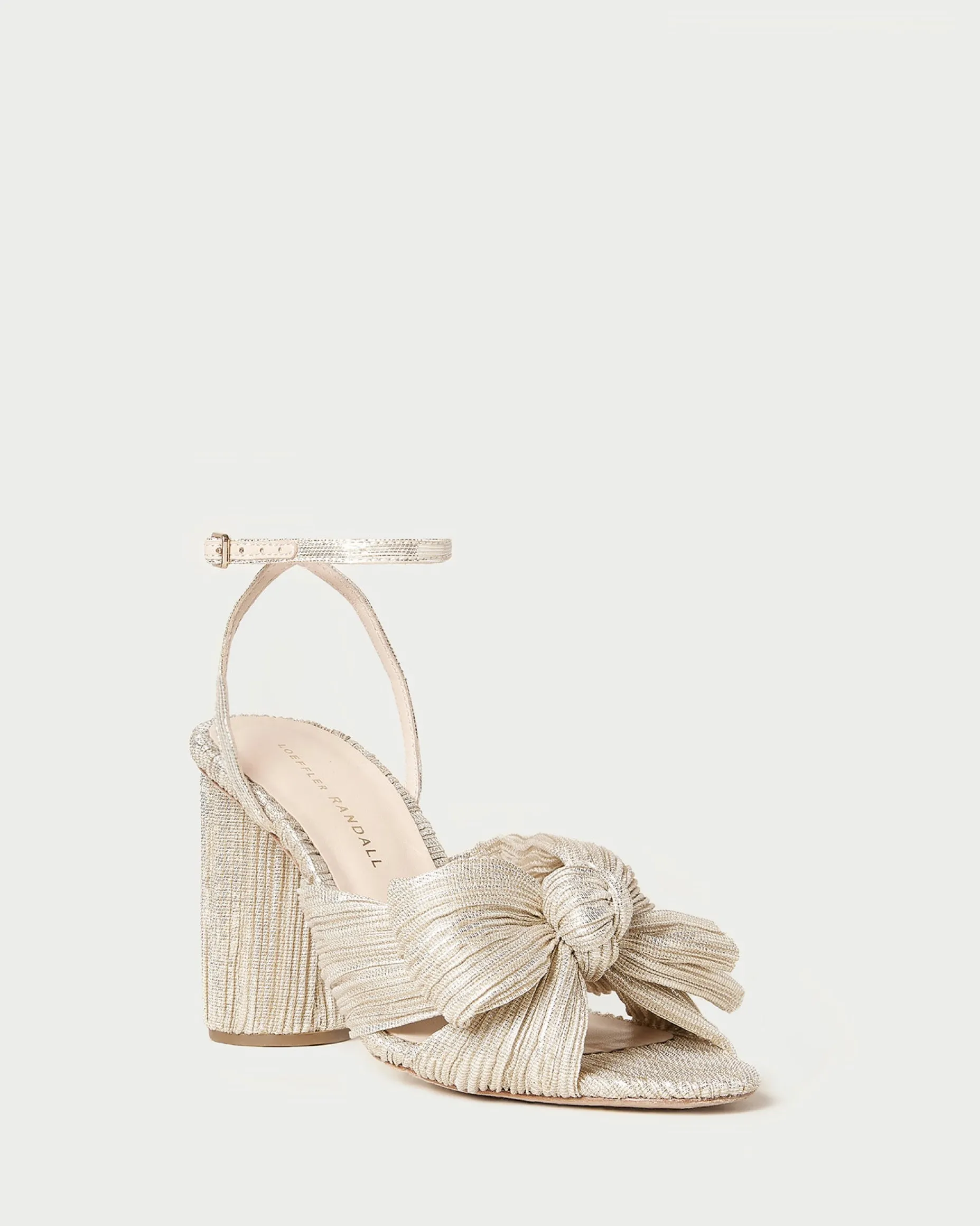 Camellia Platinum Pleated Bow Heel
