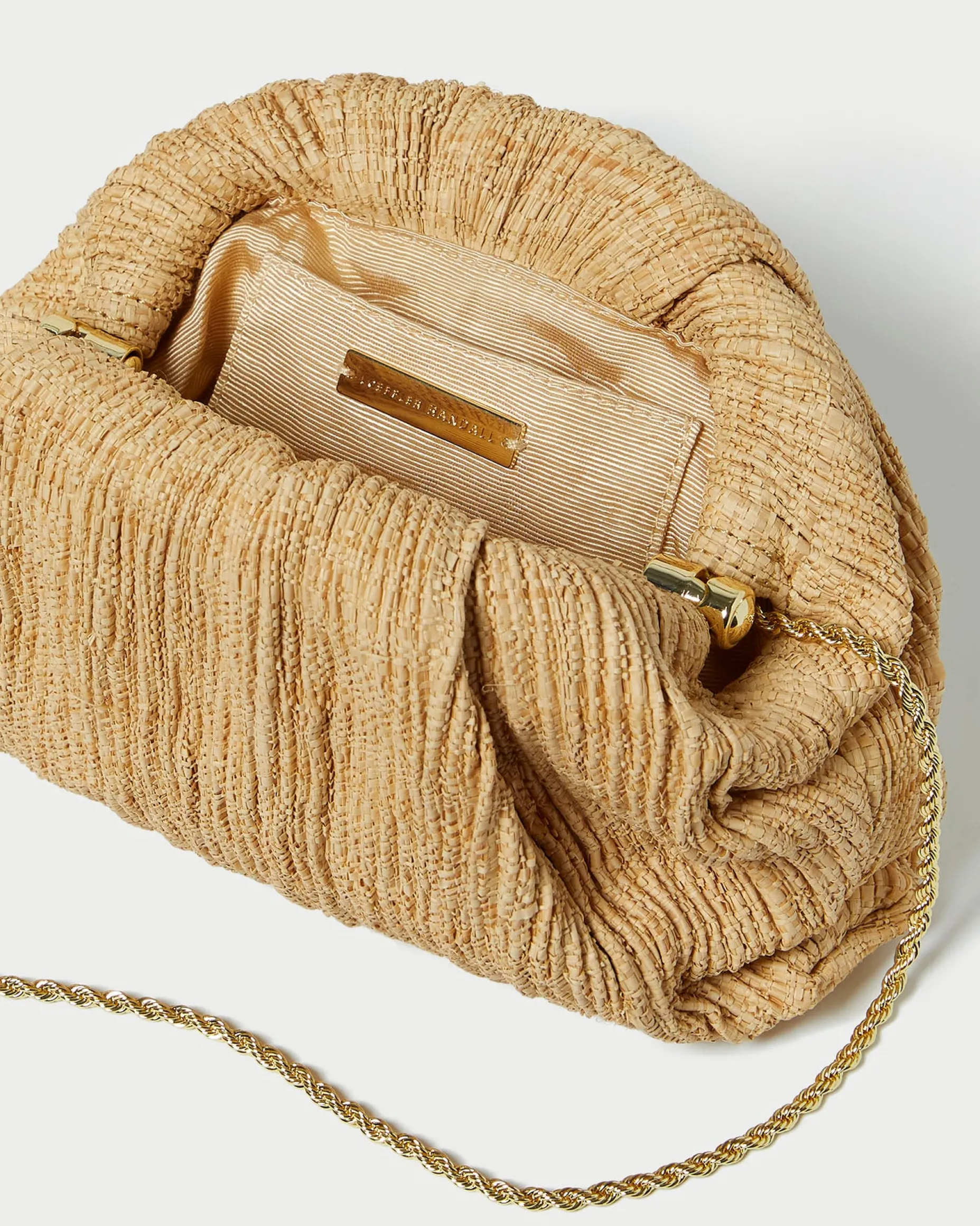 Bailey Natural Pleated Dome Clutch
