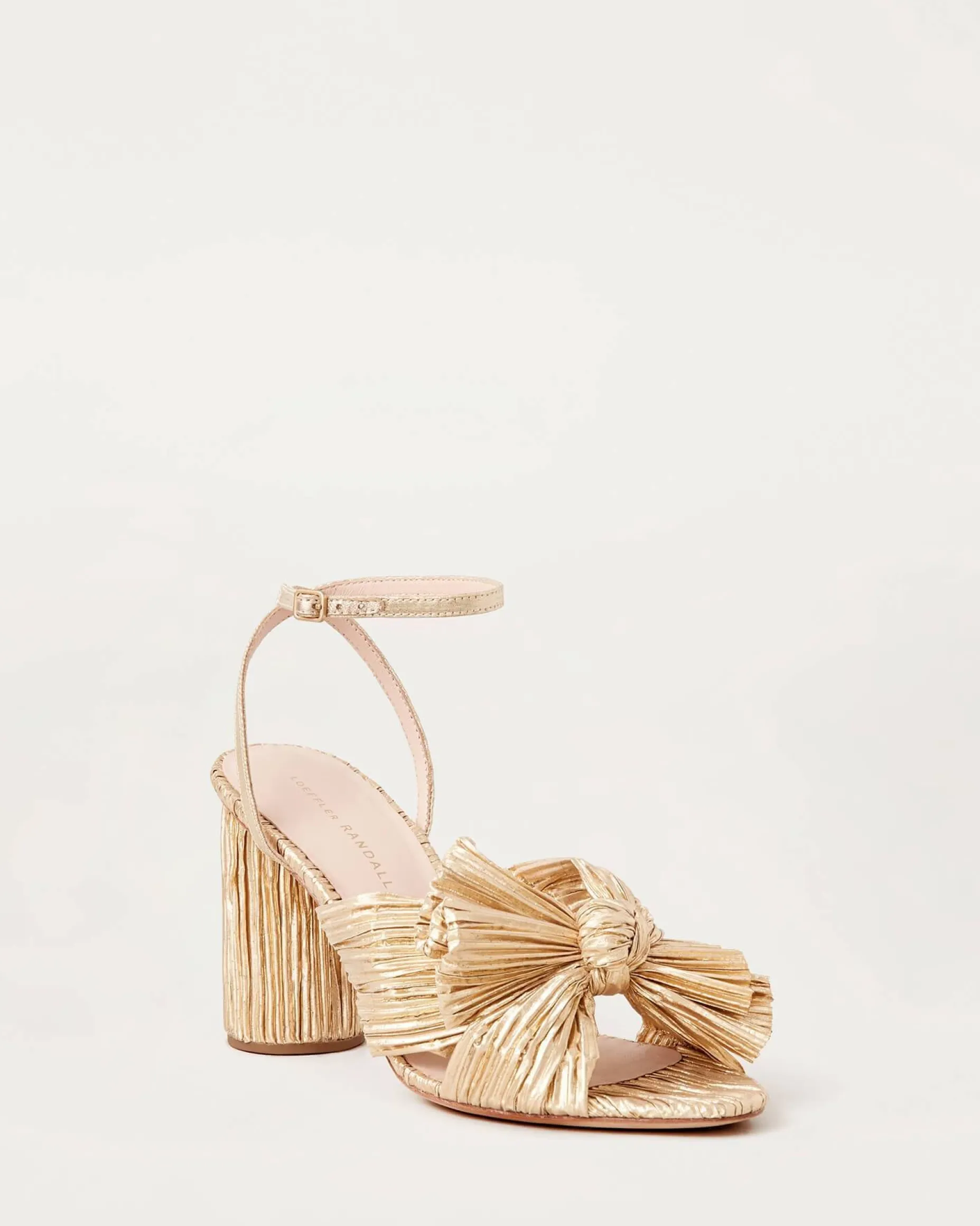 Camellia White Pleated Bow Heel