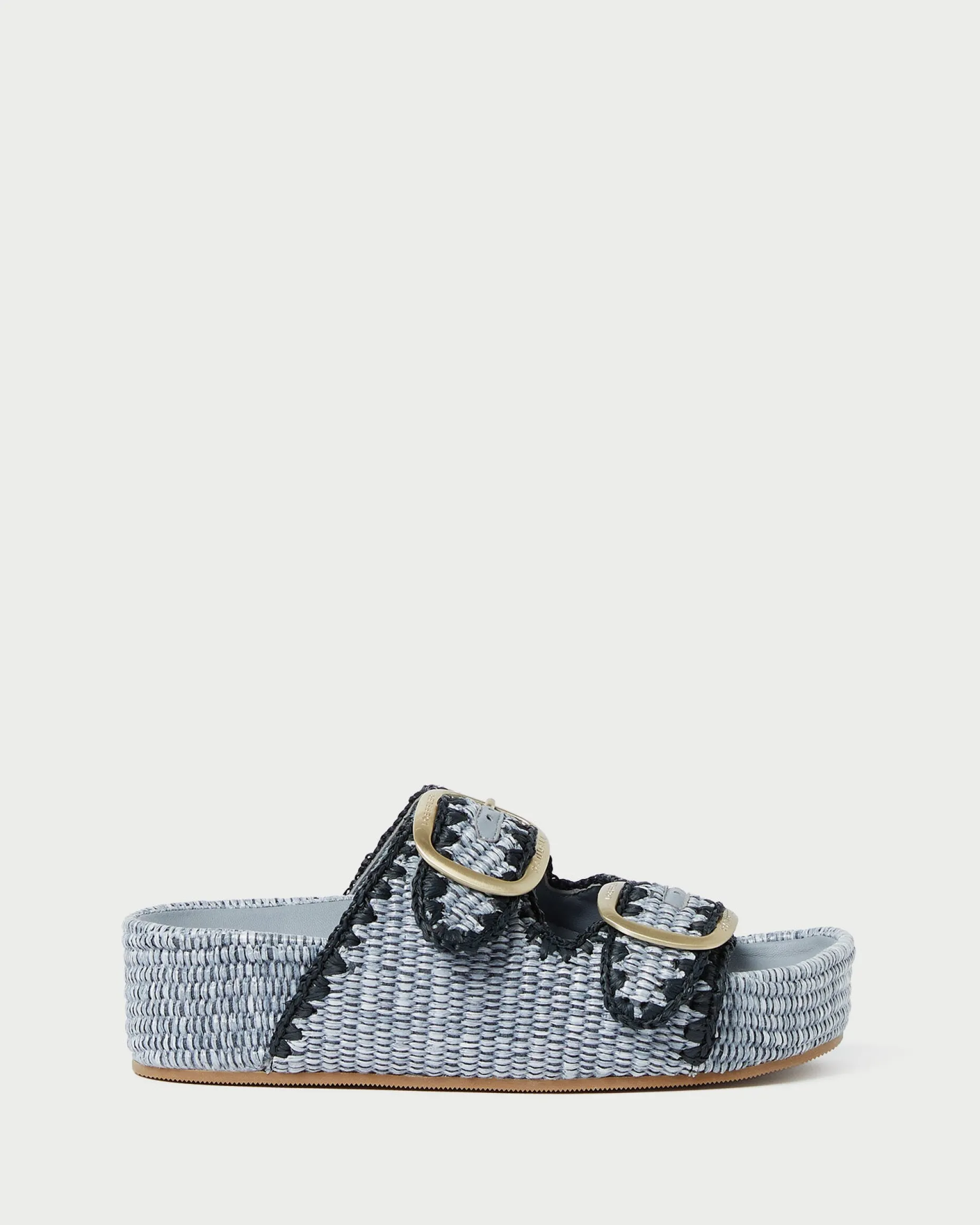 Theo Blue Raffia Footbed Sandal