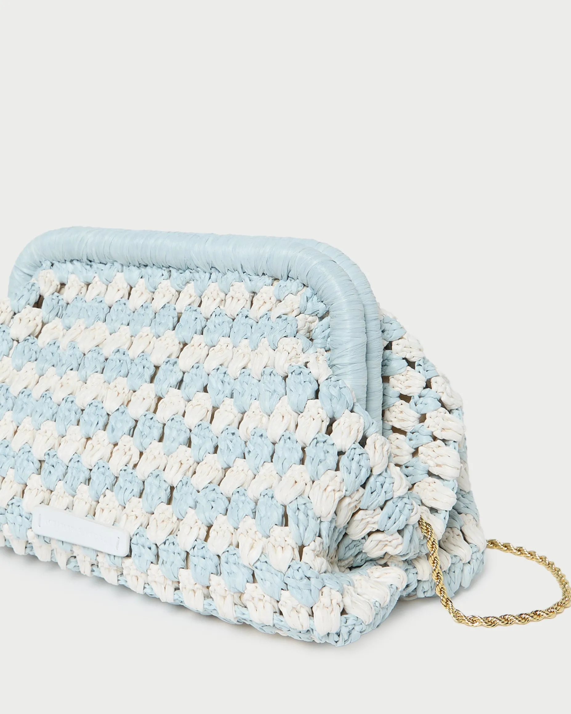 Glenda Blue/Cream Crochet Clutch