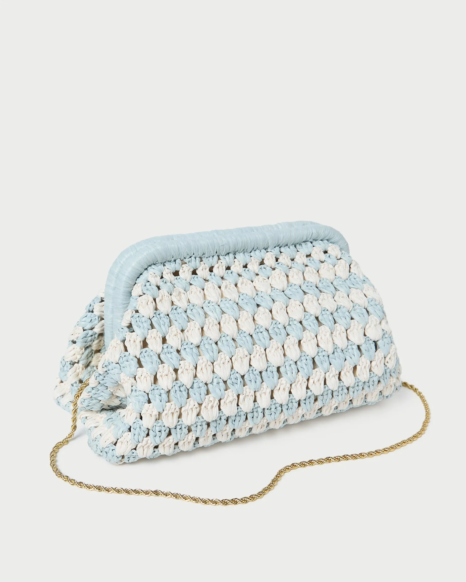 Glenda Blue/Cream Crochet Clutch